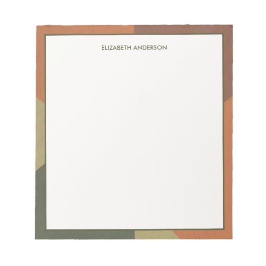 Bauhaus Terracotta Green Abstract Personalized ノートパッド (正面)