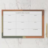 Bauhaus Terracotta Green Abstract Weekly Desk ペーパーパッド (インサイチュ)