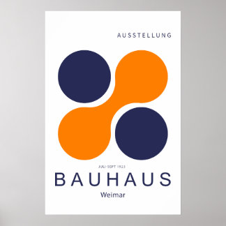 Bauhaus Weimar Orange Navy Circle Art Print ポスター