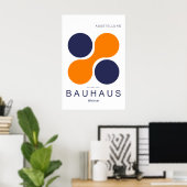 Bauhaus Weimar Orange Navy Circle Art Print ポスター (ホームオフィス)