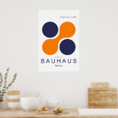 Bauhaus Weimar Orange Navy Circle Art Print ポスター (キッチン)