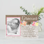 Bautismoの洗礼はスペイン語の女の子のために感謝していしています サンキューカード (スタンド正面)