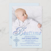 Bautismo Word Blueフォト招待状 招待状 (正面/裏面)