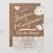 Bautizo y 1er cumpleanos, invitaciones parniana 招待状 (正面/裏面)