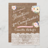 Bautizo y 2do cumpleanos, segundo cumple bautismo 招待状 (正面/裏面)