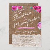 Bautizo y primer cumpleanos, invitacion castelano 招待状 (正面/裏面)