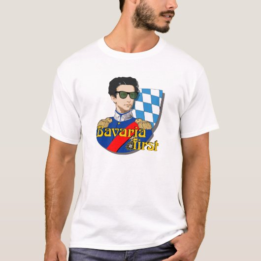 Bavaria First König Ludwig II mit Brille Tシャツ (正面)