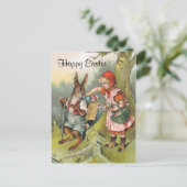 Bavarian Easter Bunny Victorian Girl Postcard シーズンポストカード (スタンド正面)