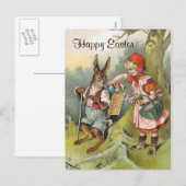Bavarian Easter Bunny Victorian Girl Postcard シーズンポストカード (正面/裏面)