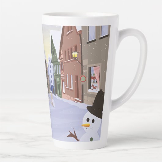 Bavarian, German Town Light Blue Christmas Coffee カフェラテマグ (右)