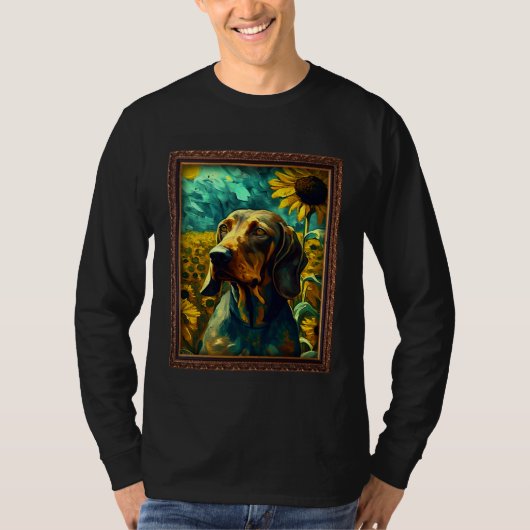 Bavarian Mountain Scent Hound Painting Sunflower F Tシャツ (正面)
