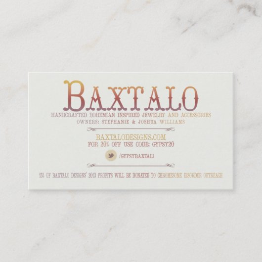 Baxtaloのデザイン 名刺 (正面)