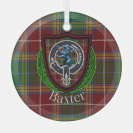 Baxter Scottish Clan Tartan & Crest ガラスオーナメント