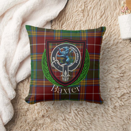 Baxter Scottish Clan Tartan & Crest クッション (ブランケット)