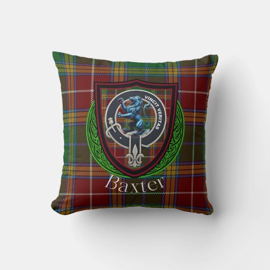 Baxter Scottish Clan Tartan & Crest クッション (正面)