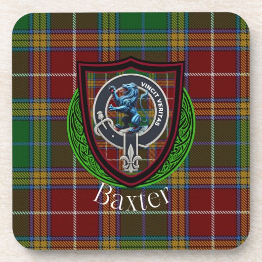 Baxter Scottish Clan Tartan & Crest コースター (正面)