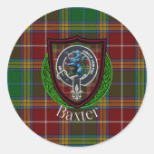 Baxter Scottish Clan Tartan & Crest ラウンドシール (正面)