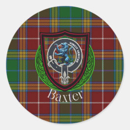 Baxter Scottish Clan Tartan & Crest ラウンドシール