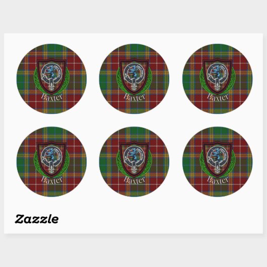 Baxter Scottish Clan Tartan & Crest ラウンドシール (シート)