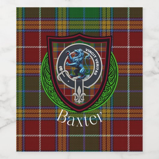 Baxter Scottish Clan Tartan & Crest ワインラベル (シングルラベル)