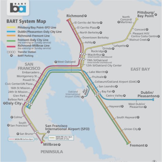 Bay Area Bart Train Map シール (正面)