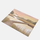 Bay Boardwalk | Airy Coastal Watercolor Painting ドアマット (アングル)