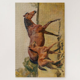 Bay Brown Thoroughbred Mare and Foal ジグソーパズル