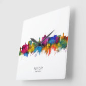 Bay City Michigan Skyline スクエア壁時計 (傾斜)