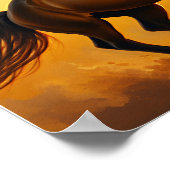 Bay Horse Gallops, Sunset Sky, Flowing Mane ポスター (角)