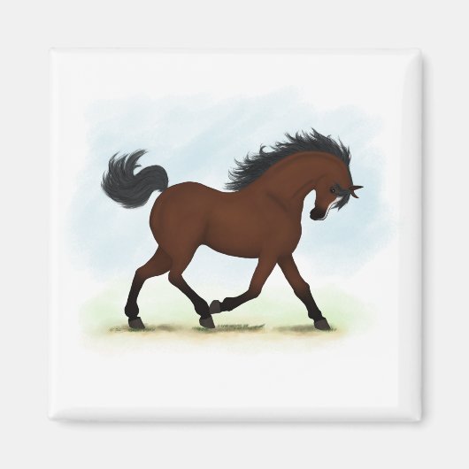 Bay Horse With Blaze マグネット (正面)