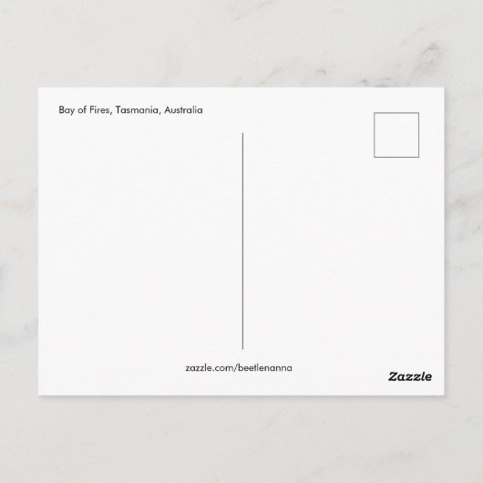 Bay of Fires, Tasmania,オーストラリアのはがき ポストカード (裏面)