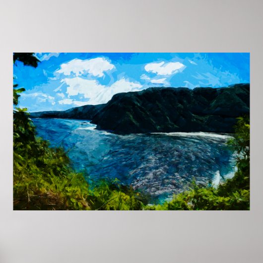Bay On the Road to Hana Maui Hawaii Abstract ポスター (正面)