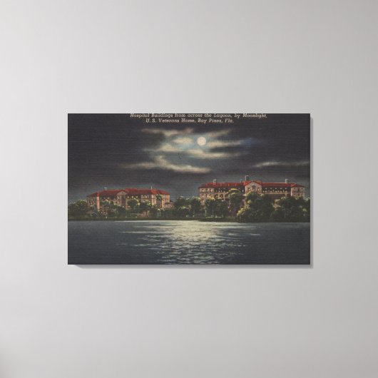 Bay Pines, Florida - Moonlit View of Hospital キャンバスプリント (正面)