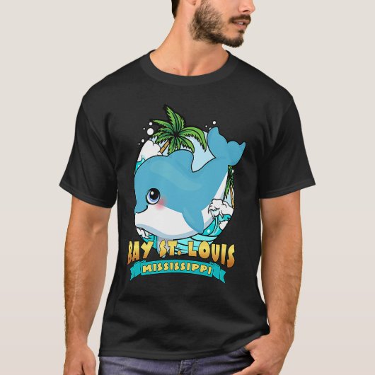 BAY ST LOUIS MISSISSIPPI Cute Baby Dolphin Beach S Tシャツ (正面)