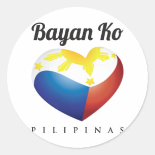 Bayan Ko Pilipinasのハートの旗の円形のステッカー ラウンドシール