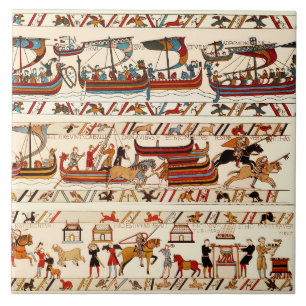 BAYEUX TAPESTRY 1066，ノーマン騎士，バイキング船 タイル