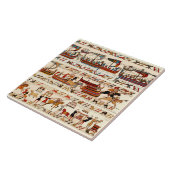 BAYEUX TAPESTRY 1066，ノーマン騎士，バイキング船 タイル (側面)