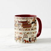 BAYEUX TAPESTRY 1066,ノーマン騎士,バイキング船 マグカップ (正面右)