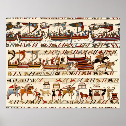 BAYEUX TAPESTRY 1066,NORMAN KNIGHTS ,VIKING SHIPS ポスター (正面)