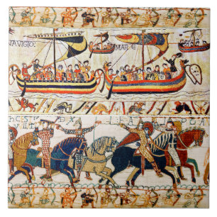 BAYEUX TAPESTRY NORMAN KNIGHTS,バイキング船，射手 タイル