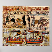 BAYEUX TAPESTRY,NORMAN KNIGHTS,ARCHERS,VIKING SHIP ポスター (正面)