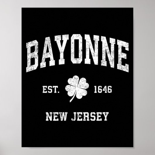 Bayonne New Jersey Vintage Shamrock Srts  ポスター (正面)