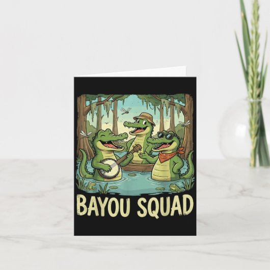 Bayou Squad Louisiana Alligator Retro Wildlife Tra カード (正面)