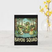 Bayou Squad Louisiana Alligator Retro Wildlife Tra カード (黄色い花)