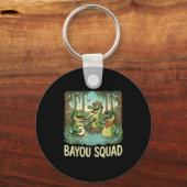 Bayou Squad Louisiana Alligator Retro Wildlife Tra キーホルダー (正面)