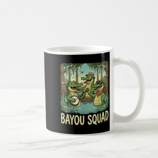 Bayou Squad Louisiana Alligator Retro Wildlife Tra コーヒーマグカップ (右)