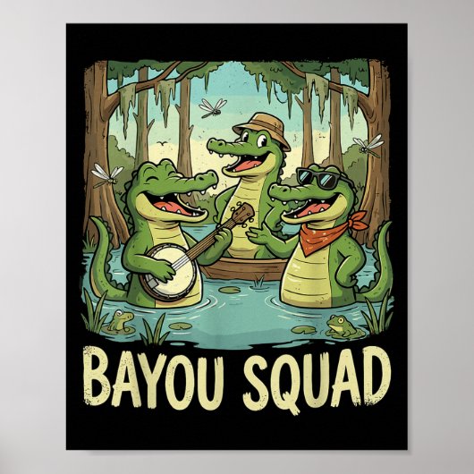 Bayou Squad Louisiana Alligator Retro Wildlife Tra ポスター (正面)