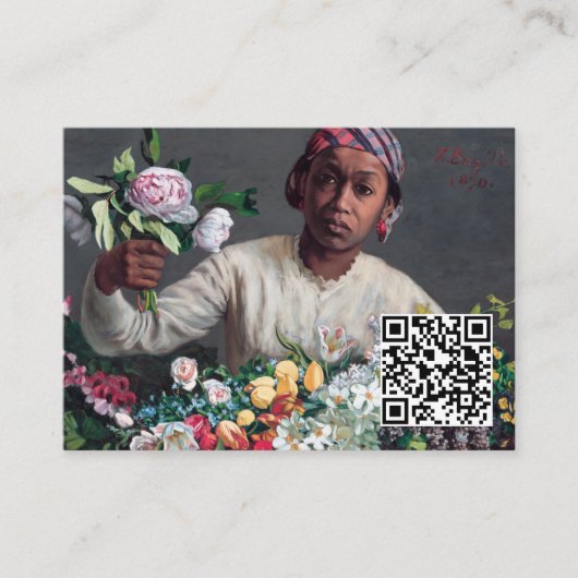 Bazille - Young Woman with Peonies - QR Code 名刺 (正面)