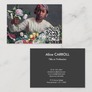 Bazille - Young Woman with Peonies - QR Code 名刺
