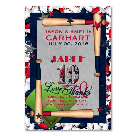 BBの結婚番号付きテーブルカード10カスタムテンプレート テーブルナンバー (正面)